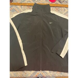 Nike Track Jacket Mens XL Black White Full Zip Lightweight Windbreaker Coat